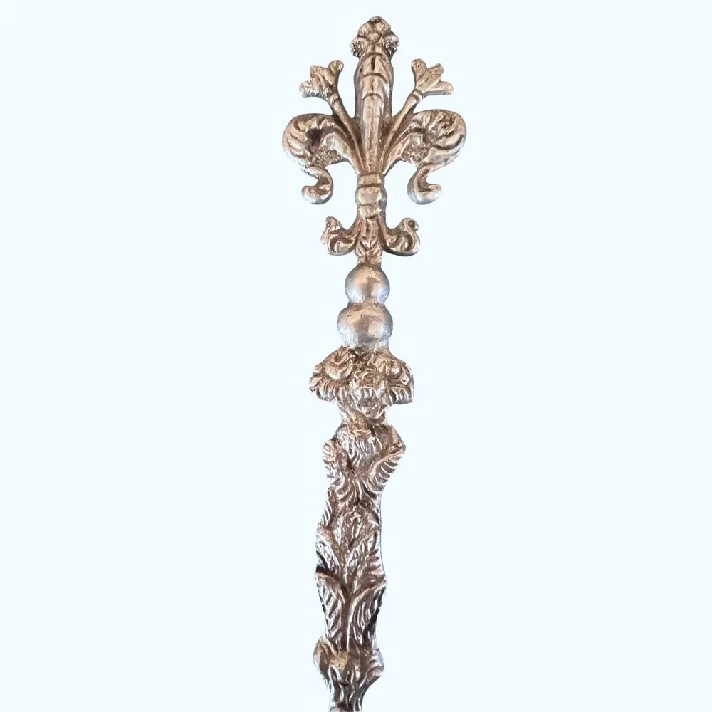 Ugo Bellini Salad Serving Set OS Silver Excellent Cherub Lion Fleur-de-lis Italy